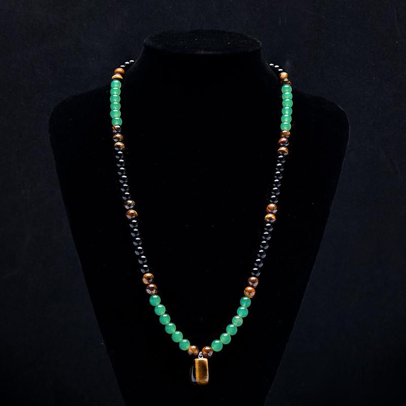 ARPURRAINA Money Attraction Necklace with Greenaventurine & Tiger Eye Pendant Healing Crystal Stone ，Anniversary, Vacation &Theme Parties Jewelry Charms Abundance Crystal Bracelet，Long Chain，Sweater Chain，Ideal Gift Jewelry for Men and Women