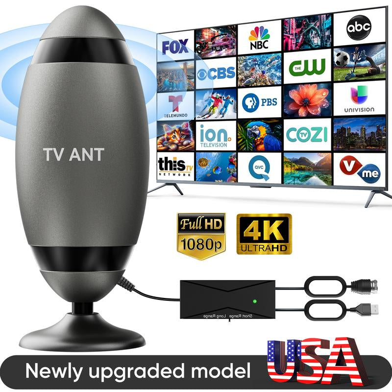 2025 Indoor TV Antenna - 4K High-Definition Digital Antenna, 360° Signal Reception, Wide Coverage, Equipped with a Strong Magnetic Base, Easy Installation, Enjoy Full HD Local Channels, No Subscription Fee Required