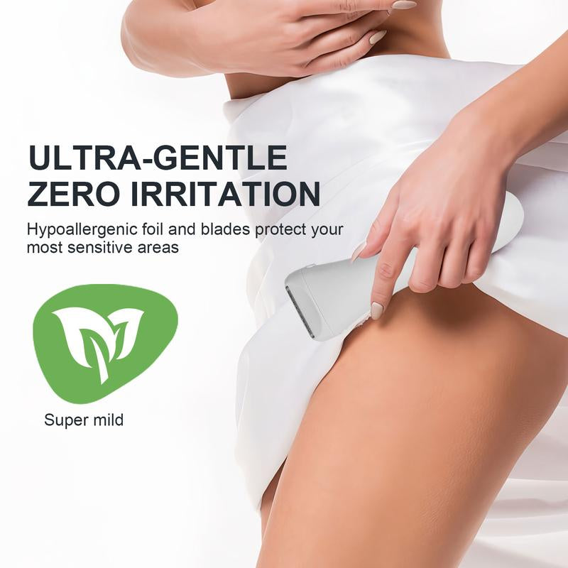 Smooth & Safe Electric Shaver for Women, Rechargeable Dry Use Razor for No Nicks & Bumps on Legs, Underarm, Bikini Area, Gentle Lady Shaver