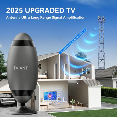 2025 Indoor TV Antenna - 4K High-Definition Digital Antenna, 360° Signal Reception, Wide Coverage, Equipped with a Strong Magnetic Base, Easy Installation, Enjoy Full HD Local Channels, No Subscription Fee Required
