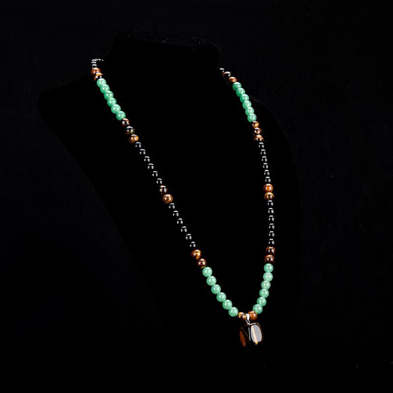 ARPURRAINA Money Attraction Necklace with Greenaventurine & Tiger Eye Pendant Healing Crystal Stone ，Anniversary, Vacation &Theme Parties Jewelry Charms Abundance Crystal Bracelet，Long Chain，Sweater Chain，Ideal Gift Jewelry for Men and Women
