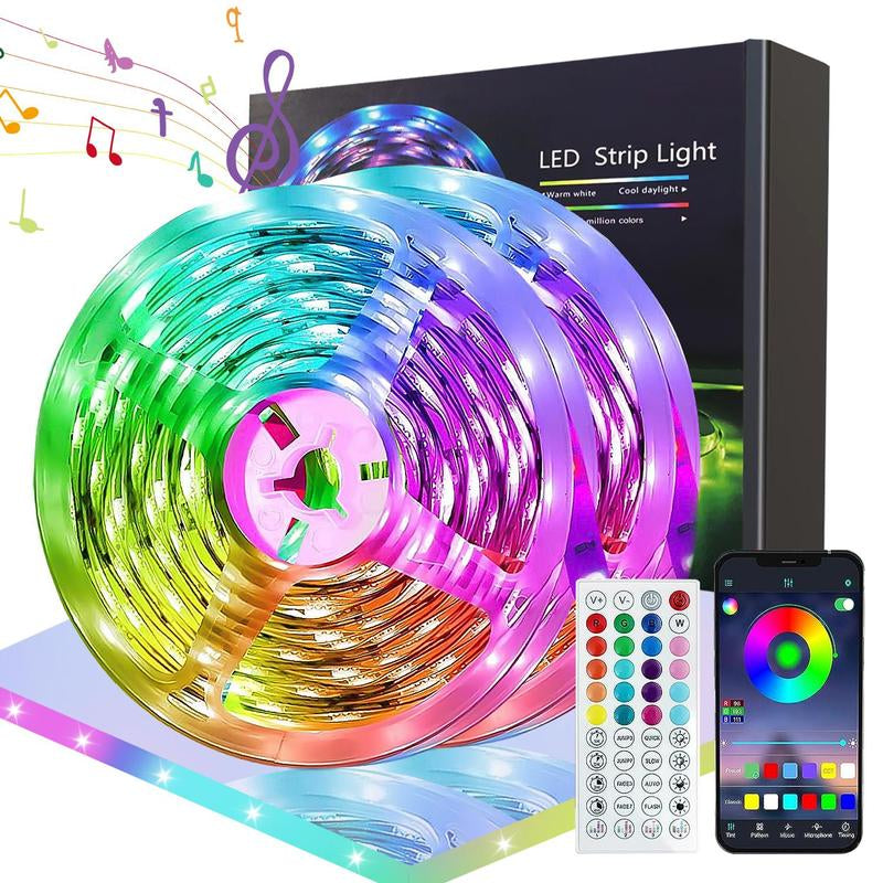 LED Strip Light, RGB Color Changing LED Light Strip with Remote Control, Music Sync LED Light Strip for Bedroom Kitchen Party